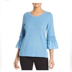 Le Gali for Bloomingdale’s NWT Women's Seawater Blue Top with Ruffled Sleeves Lg